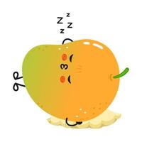 A sleepy and delightful cartoon Mango is enjoying a peaceful rest on a cute, fluffy pillow. vector