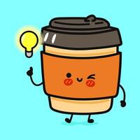 Animated Coffee cup with a lightbulb above suggesting an idea, perfect for creative concepts. vector