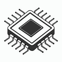 Electronic Microchip Outline Minimal Design vector