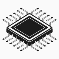 Microchip Icon Silhouette Symbol of Smart Technology vector