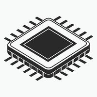 Modern Microchip Silhouette Symbol of Innovation and Progress vector