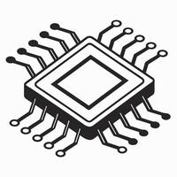 Clean Silhouette of Microchip Modern Digital Symbol vector
