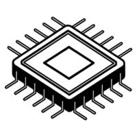 Black Silhouette of Microchip Innovation Technology Symbol vector