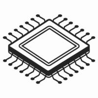 Tech Processor Silhouette Flat Modern Chip Icon vector