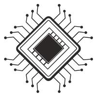 Microchip Silhouette Tech Hardware Concept vector