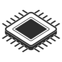 Tech Chip Flat Silhouette for Innovation Design vector