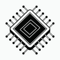 Microchip Icon High-Tech Silhouette Design vector
