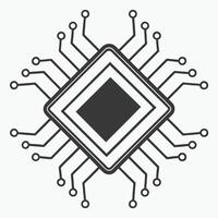 Tech Innovation Icon Microchip Silhouette Minimal Design vector