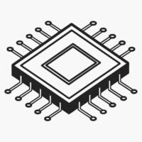 Simple Microchip Silhouette Digital Innovation Symbol vector