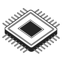 Black Microchip Minimalist High-Tech Symbol vector