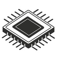 Digital Hardware Icon Minimalist Microchip Silhouette vector