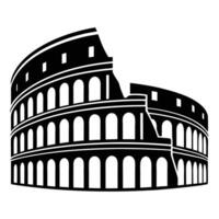 Flat Colosseum Icon Ancient Roman Architecture Silhouette vector
