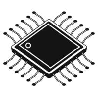 Tech Circuit Microchip Icon Minimal Flat Design vector