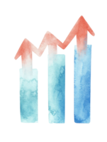 Watercolor Graph Illustrating Upward Trend and Growth in Business Progress, Success, and Financial Development png