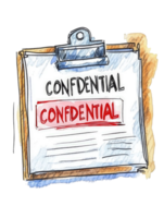 Confidential Documents Hand Drawn Illustration on a Clipboard Secrecy Privacy Protection Data Security Important Information png