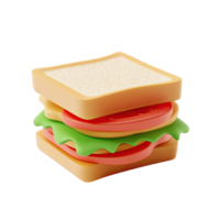 3D Render of a Sandwich with Bread Tomato Lettuce and Cheese on Transparent Background png