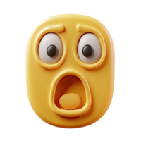 3D Rendered Yellow Emoji Expression of Shock with Wide Eyes and Open Mouth on Transparent Background png