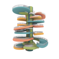 Abstract Architectural Structure With Spiraling Colorful Platforms Isolated Against Transparent Background png