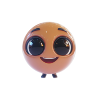 Animated Smiling Character With Shiny Skin and Large Eyes on Transparent Background png