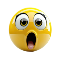 Astonished Yellow Emoji With Wide Eyes and Open Mouth Displaying Shock on Transparent Background png