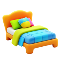 Cartoon Bed Illustration with Vibrant Colors and Transparent Background for Design Elements png