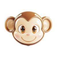 Charming Monkey Head Illustration With Brown Fur and Smiling Expression on Transparent Background png
