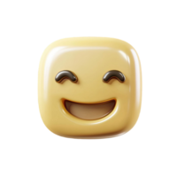 Cheerful Smiling Emoji with Joyful Expression in Yellow and Brown Colors Against Transparent Background png