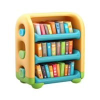 Colorful Bookshelf Toy With Diverse Book Collection Isolated on Transparent Background png