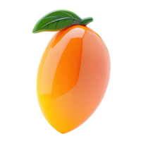 Glossy 3D Rendered Mango Fruit with Green Leaf Isolated on Transparent Background png