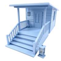 Monochromatic Cottage with Porch Steps and a Lantern Against Transparent Background png