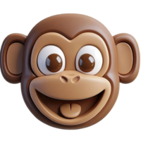 Smiling Brown Monkey Face Rendered On Transparent Background With Joyful Expression png