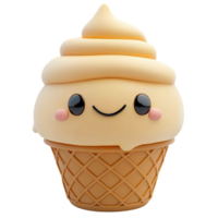 Smiling Ice Cream Cone Cartoon Illustration with Happy Expression Isolated on Transparent Background png
