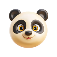Smiling Panda Cartoon Face With Black And Cream Colors On Transparent Background png