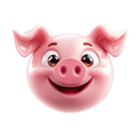 Smiling Pink Pig Face Isolated On Transparent Background A Rendered Cheerful Animal Head with a Friendly Expression png