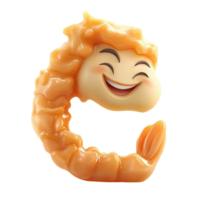 Smiling Shrimp Emoji with Orange Color Isolated On Transparent Background png