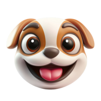 Smiling Puppy Face Rendered Cartoon Style With Brown And White Fur On Transparent Background png