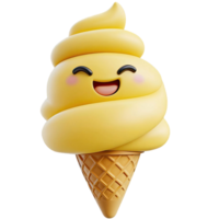 Smiling Yellow Ice Cream Cone With Happy Expression on Transparent Background png