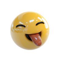 Smiling Yellow Sphere With Tongue Out Against Transparent Background Illustrating Cheerful Expression png