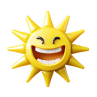 Smiling Yellow Sun Icon Against Transparent Background png