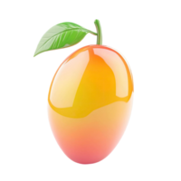 Vibrant Mango Fruit Rendered With Glossy Finish And Green Leaf Isolated On Transparent Background png