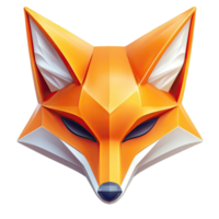 Vibrant Geometric Fox Mask Rendered in Orange White on Transparent Background for Digital Design png