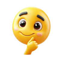 Yellow Emoji Thinking Expression With Hand On Chin 3d Render On Transparent Background png