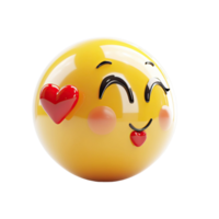 3D Render Emoji Kissing Face with Red Heart on Transparent Background expressing Affection png
