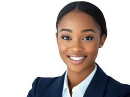 Smiling Young Woman in Navy Blazer with Transparent Background Studio Shot png