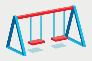 A colorful Isometric Illustration of a Playground Swing Set vector