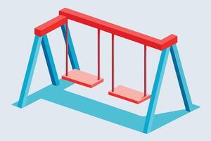 Colorful Isometric Illustration of a Playground Swing Set vector