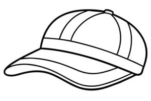 Black and White Outline of a Baseball Cap vector