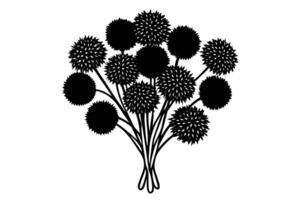 Elegant Black and White Silhouette of a Bouquet of Globe Flowers vector