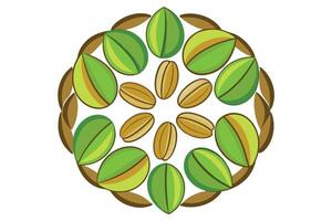 A colorful pistachio nuts arranged in a circular design vector