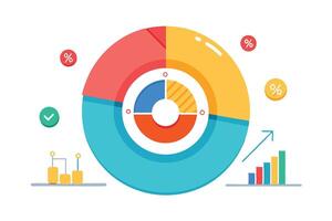 A colorful Pie Chart with Growth Graph - Data Visualization vector